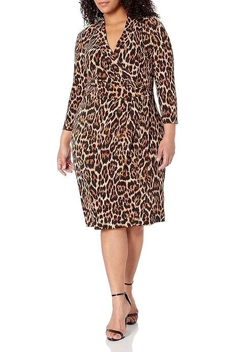 plus size leopard print wrap dress