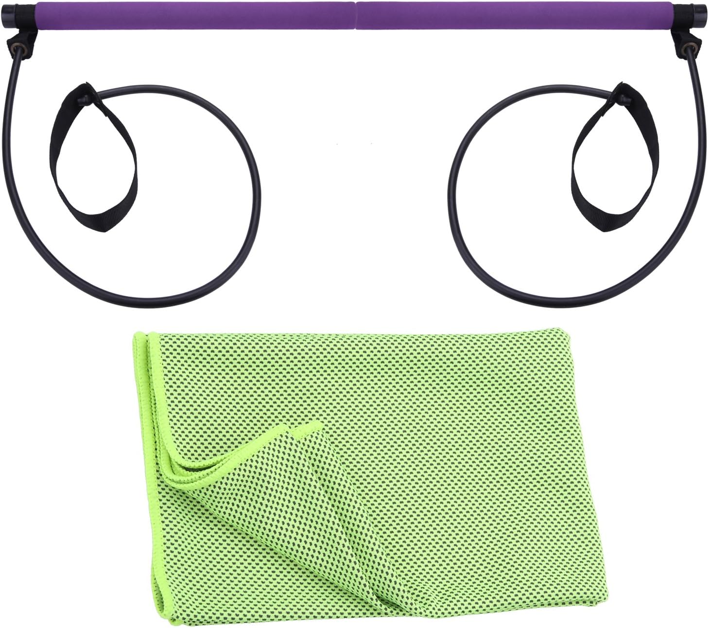 Kaking Pilates Studio Kit - Pilates Bar with Power Resistance Bands + Cooling Sports Towel