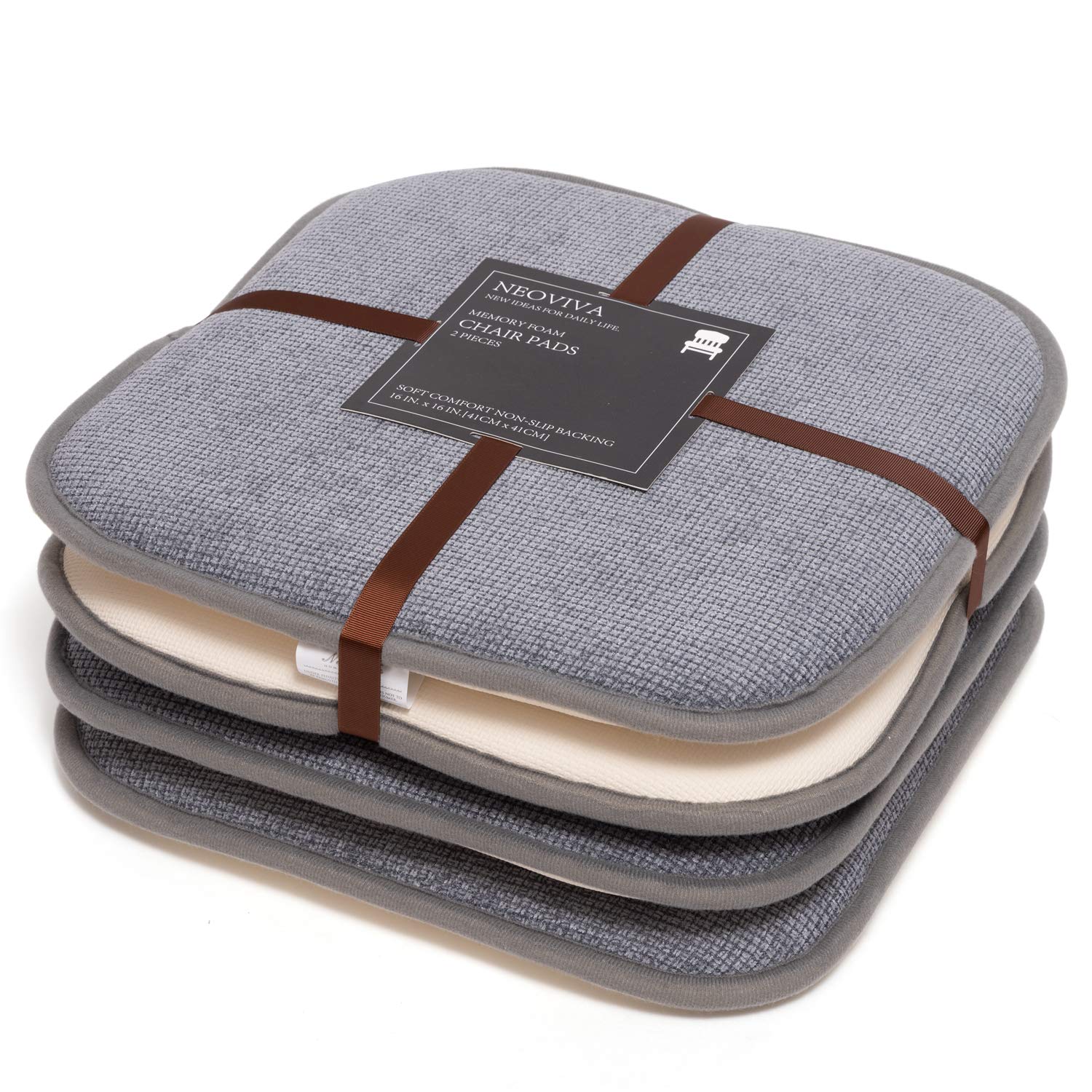 Best Memory Foam Kitchen Chair Pads With Non Slip Backing, 4 Pack Seat Cushion