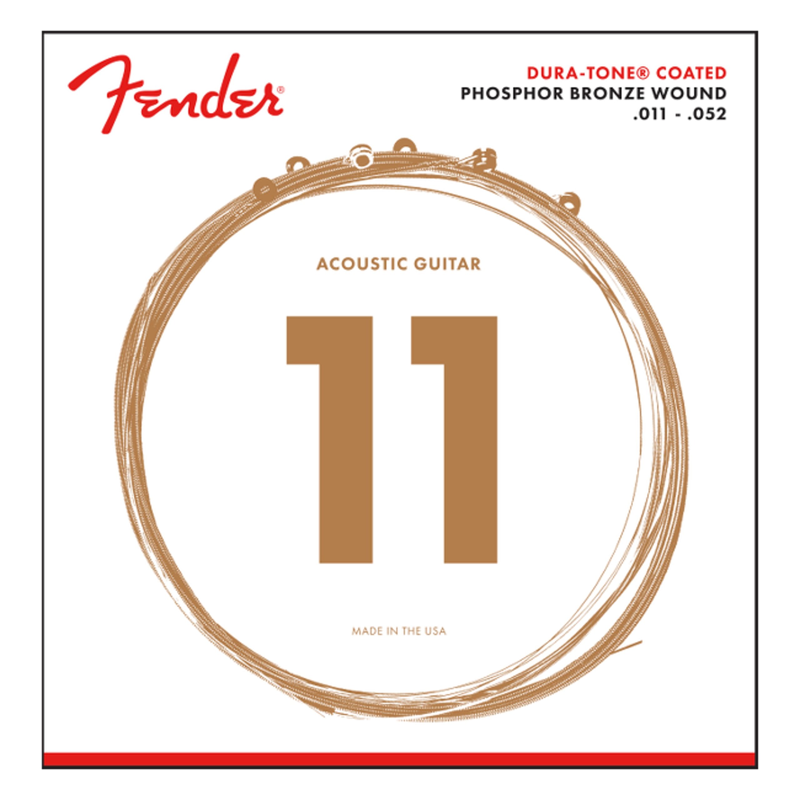 Fender 860CL Phosphor Bronze Acoustic Guitar Strings Dura-Tone® Coated 11-52