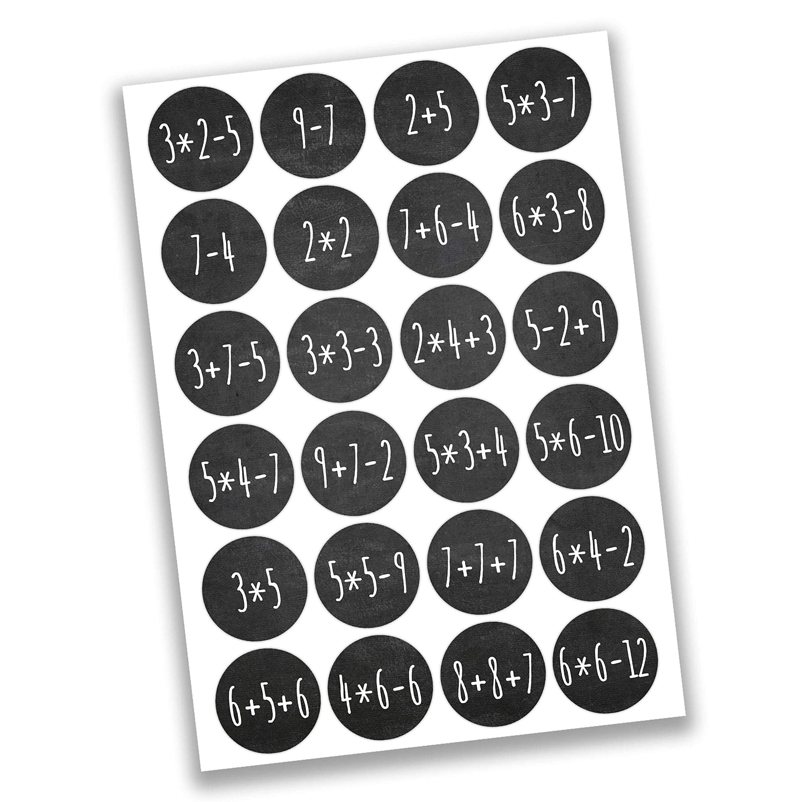 24 Advent Calendar Number Stickers Math Questions No. 68 - Stickers - for You to Assemble and Decorate
