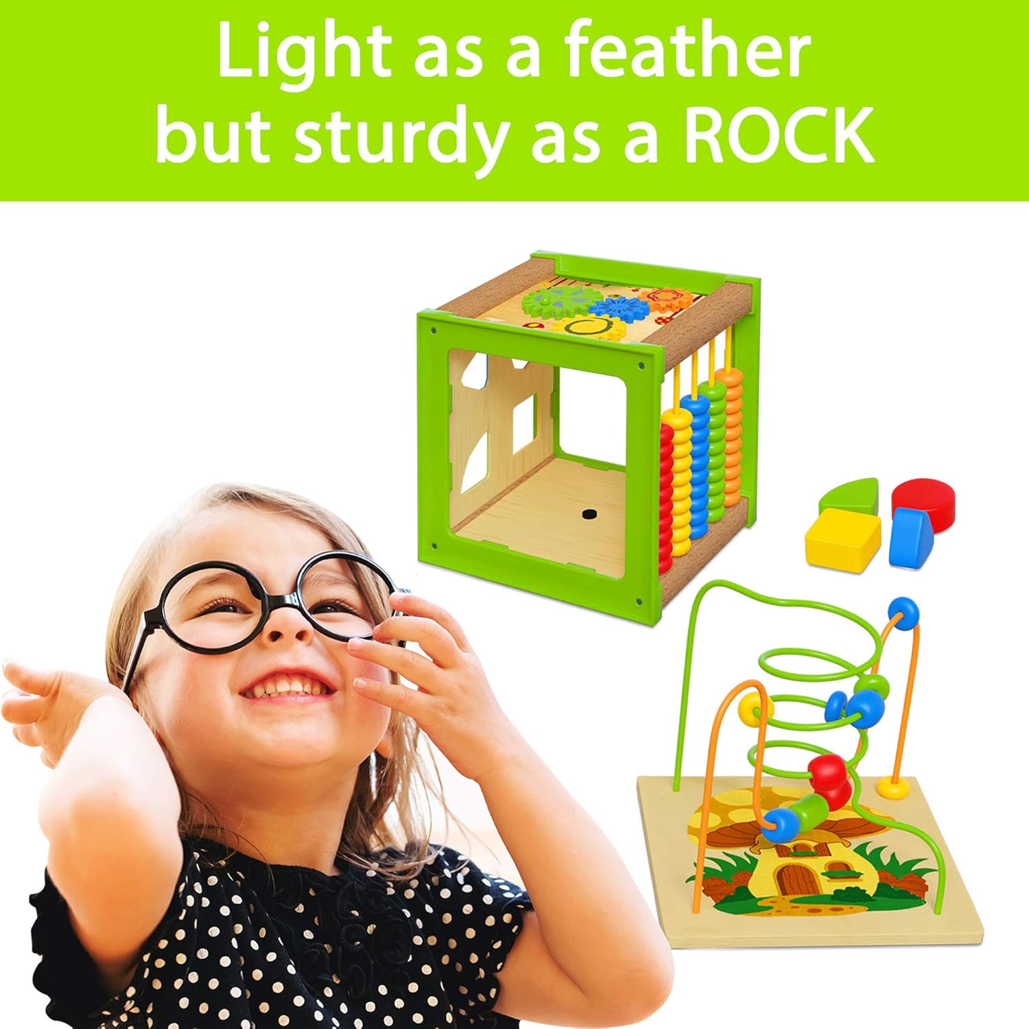 toyventive wooden kids baby activity cube girls gift set 1st birthday gifts toys for 1 one