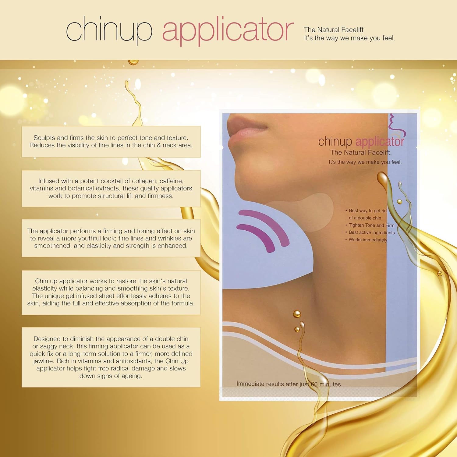 Ultimate Chin up Applicator, Face Wrap. It Works for Double Chin Reduction, Chin & Neck Slim, Shape and Firming. Box 5 Wraps (Masks) : Facial Treatment Products : Beauty