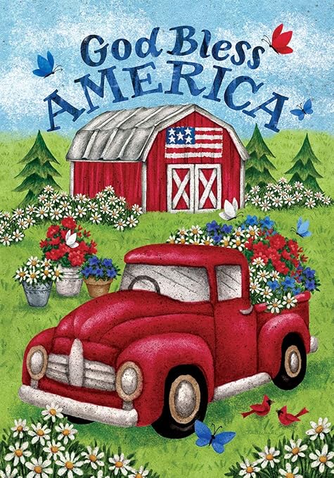 Amazon Com Custom Decor Truck Barn God Bless America Garden