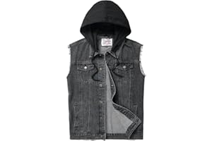 Ginsiom Men's Denim Vest,Sleeveless Jean Jacket Ripped Stretchy Distressed Battle Vest for Men Sleeve Less Outerwear