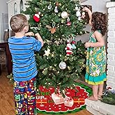 Christmas Tree Skirt 48 Inches Christmas Tree Decorations Red and Green Plaid Christmas Tree Skirt Drink Up for Winter Holiday Christmas Home Decor