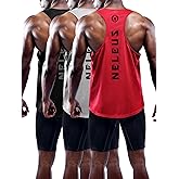 NELEUS Men's 3 Pack Dry Fit Y-Back Muscle Tank Workout Gym Shirt