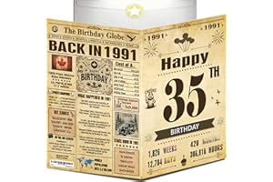 35th Birthday Card for Women Men - Back In 1991 Newspaper - 35th Happy BIRTHDAY card - 35th birthday gift for Her Him - JUMBO