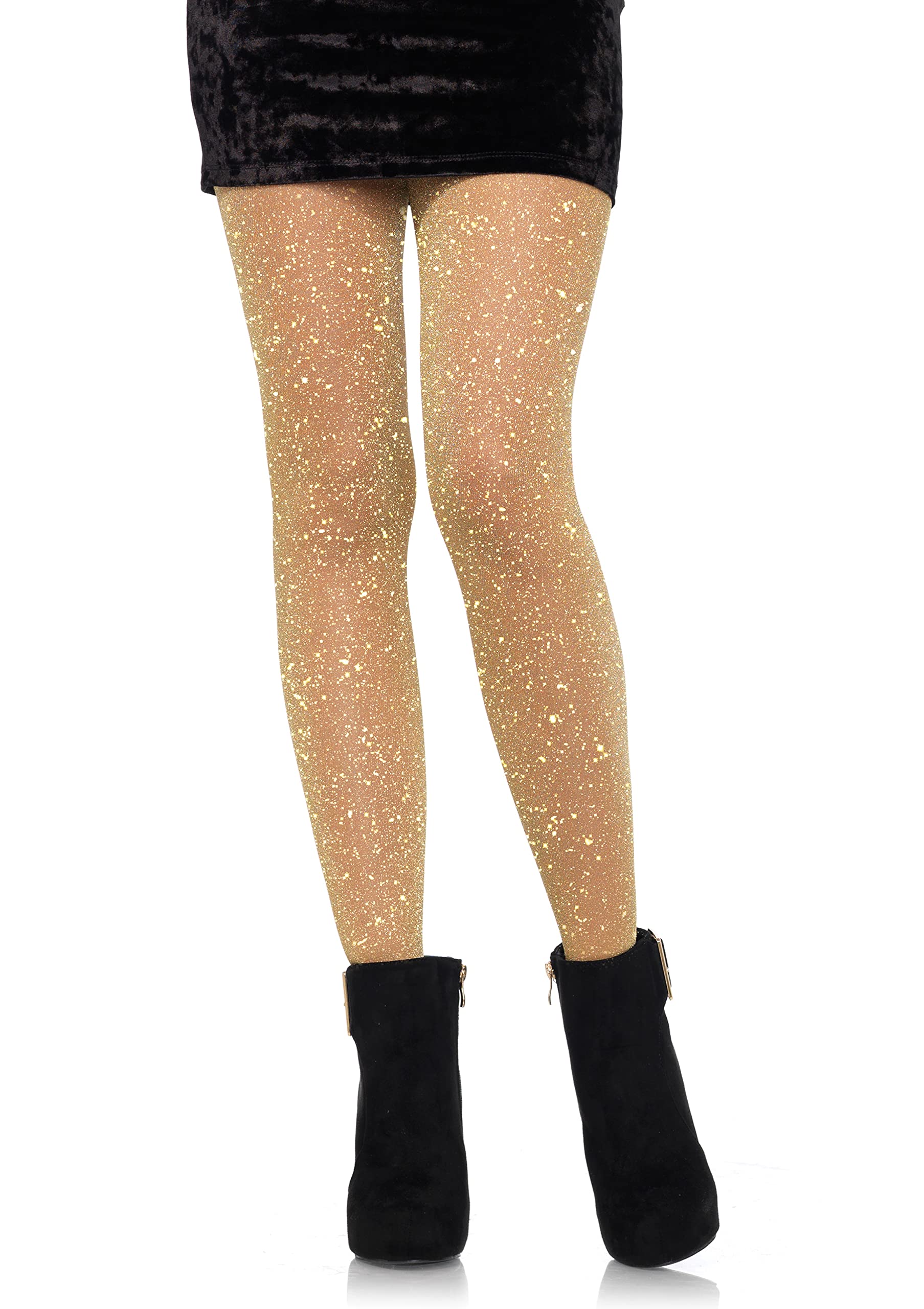 Leg Avenue Women's stretchy High Waist Lurex Shimmer Tights With Metaillic Fiber Shine
