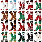 Geyoga Christmas Socks Bulk Unisex Funny Holiday Crew Socks Colorful Winter Novelty Santa Xmas Gifts for Women Men 20 Styles