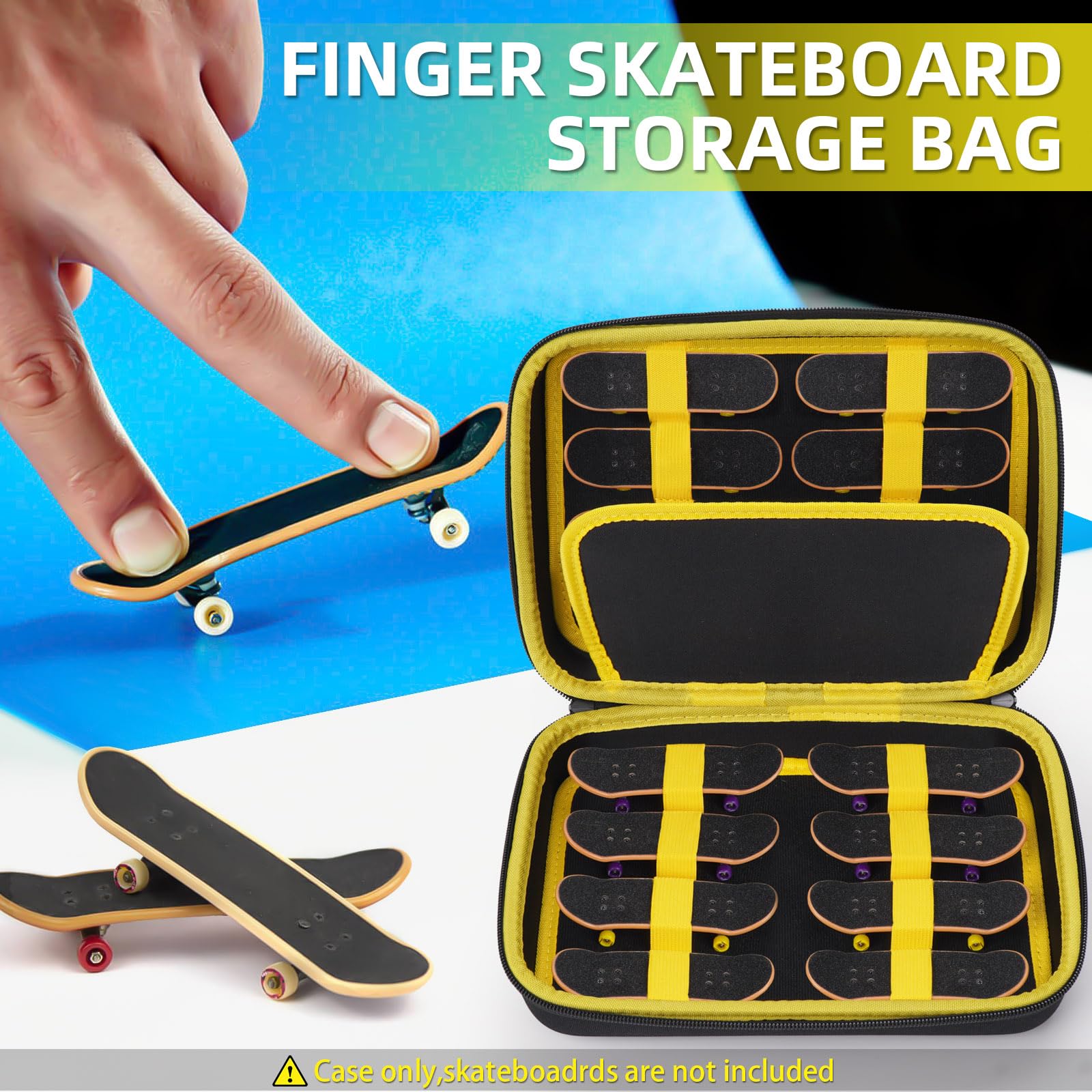 MGZNMTY Portable Storage Case for Teck Deck Ultra DLX Finger Skateboards, Fingerboard Carrying Case Compatible with 16 PCS Tech Deck Fingerboard (Large, Black)