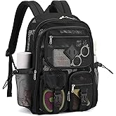 Lreneilu Black Mesh Backpack for Girls Boys, Mesh Bookbags Heavy Duty Semi-Transparent School Bag for College, Travel, Beach, Swimming, Sports
