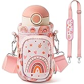 2ooya Water Bottle Carrier Bag with Strap for Kids - Water Bottle Bag Holder with Padded Strap Pocket 10/12/14/16/18Oz for Boys Girls School Walking Hiking Camping
