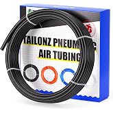 TAILONZ Black 1/4" OD PU Air Hose 10M/32.8ft | Flexible Tubing Resists Kinking and Oils, Holds Shape after Bending, for Pneumatic Tools, Compressors, and Factory Air Lines.