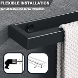 Sayayo SUS304 Black 12 Inch Towel Holder Self Adhesive & Screw Mount view 5