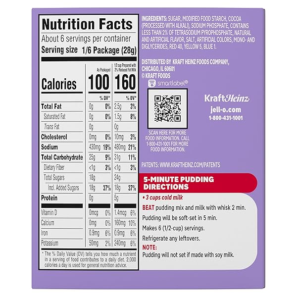 JELL-O CHOCOLATE ARTIFICIALLY FLAVORED INSTANT PUDDING & PIE FILLING MIX, FAMILY SIZE, 5.9 OZ. BOX
