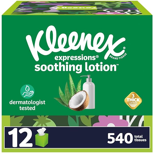 KLEENEX EXPRESSIONS SOOTHING LOTION FACIAL TISSUES WITH COCONUT...