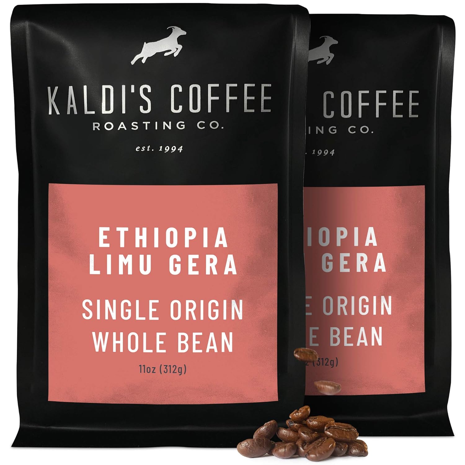 Ethiopia Limu Gera Whole Bean Coffee by Kaldi's Coffee Roasting Co, Light to Medium Roast Single Origin Coffee (2-Pack Whole Bean)