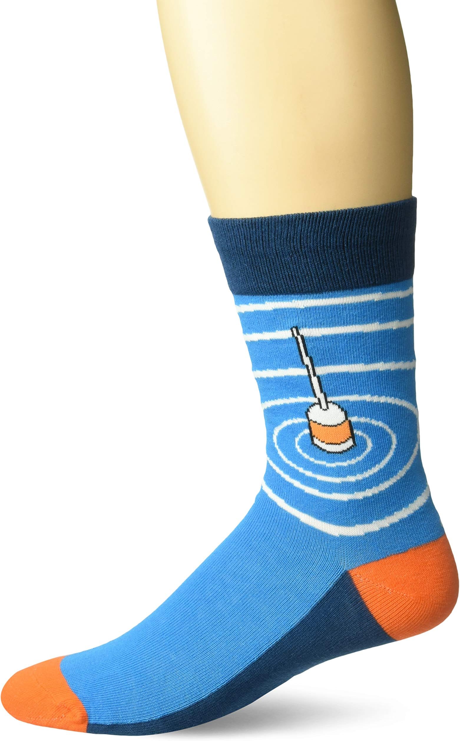 Unisex Novelty Classic Adult Comfortable Graphic Cotton Crew Socks, Gone Fishing Design (Size Small - Medium)