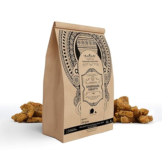 looms & weaves - Ready to eat Homemade Sharkara Varatti Upperi (Banana Chips Coated with Jaggery) - 250 gm