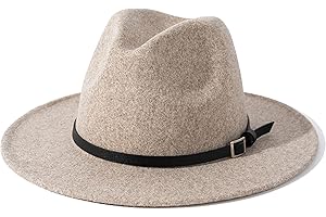Lisianthus Womens Classic Wool Fedora with Belt Buckle Wide Brim Panama Hat