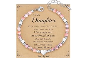 HiStock Daughter Gifts from Mom Bracelet, Granddaughter Gifts from Grandma Bonus Mom Gift Nature Stone Bead Bracelet Jewelry Birthday Gift Sister Easter Stocking Stuffers for Teens Women