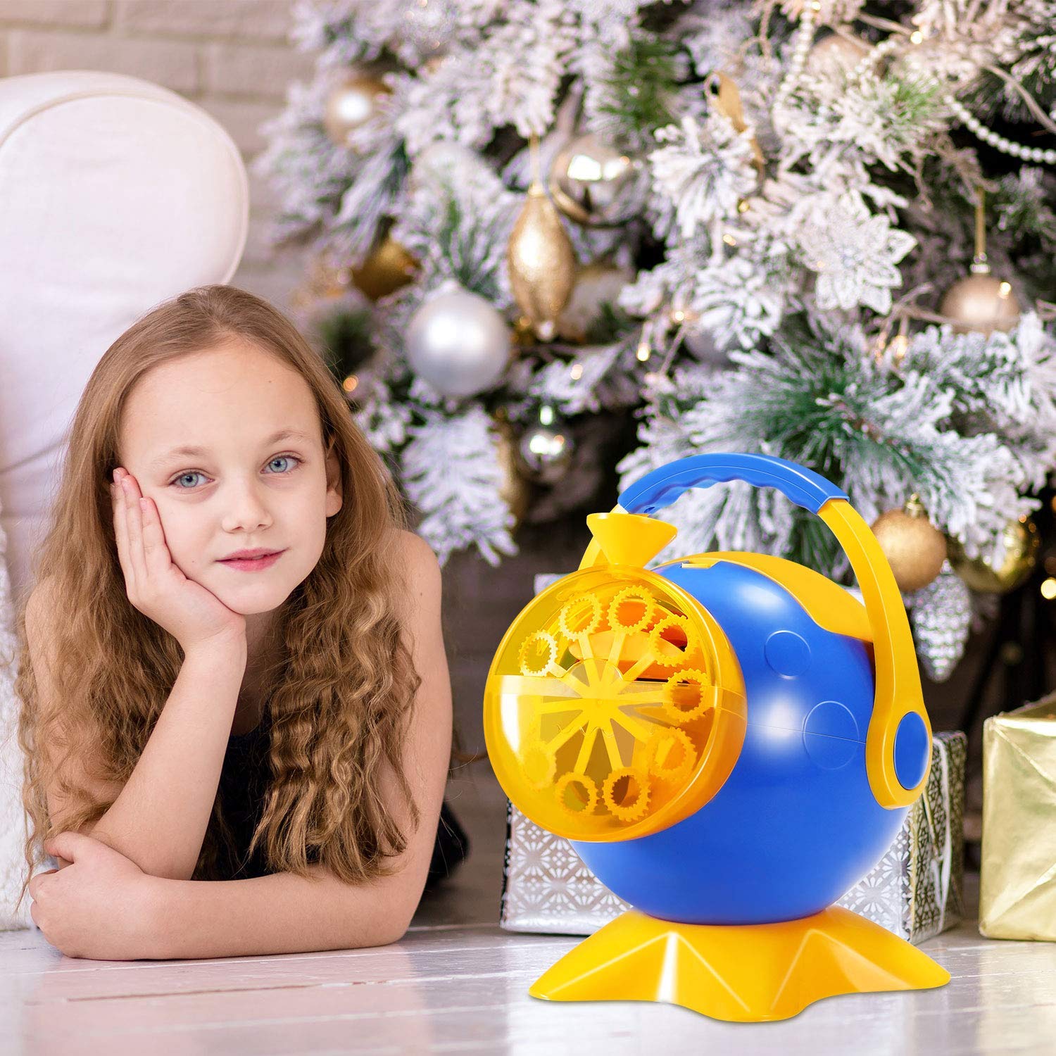 Theefun Bubble Machine, Automatic Bubble Blower Durable Bubble Maker with 2 Bottles of Bubbles Solution Refill, Over 800 Colorful Bubblesper Min Use