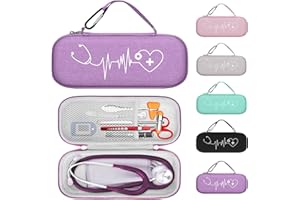 HESPLUS Stethoscope Case for 3M Littmann Classic III, Lightweight II S.E, MDF Acoustica Deluxe Dual Head, Cardiology IV Digital Stethoscopes, Includes Mesh Pocket for Nurse Accessories - Purple