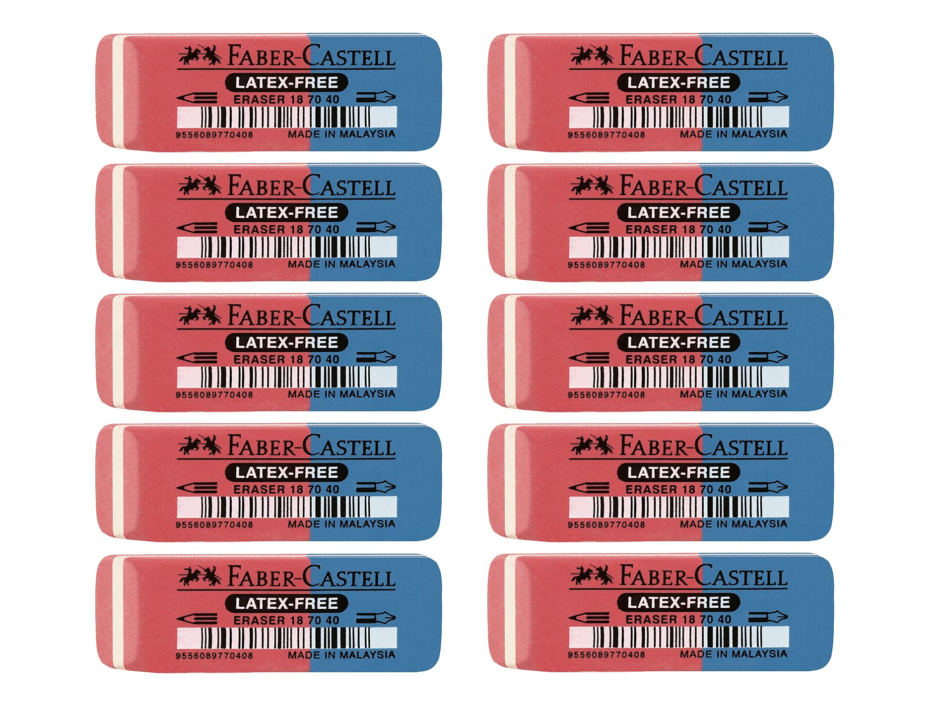 Faber-Castell 187040 ? Eraser Latex Ink/Lead, 7070-40 (Pack of 10)