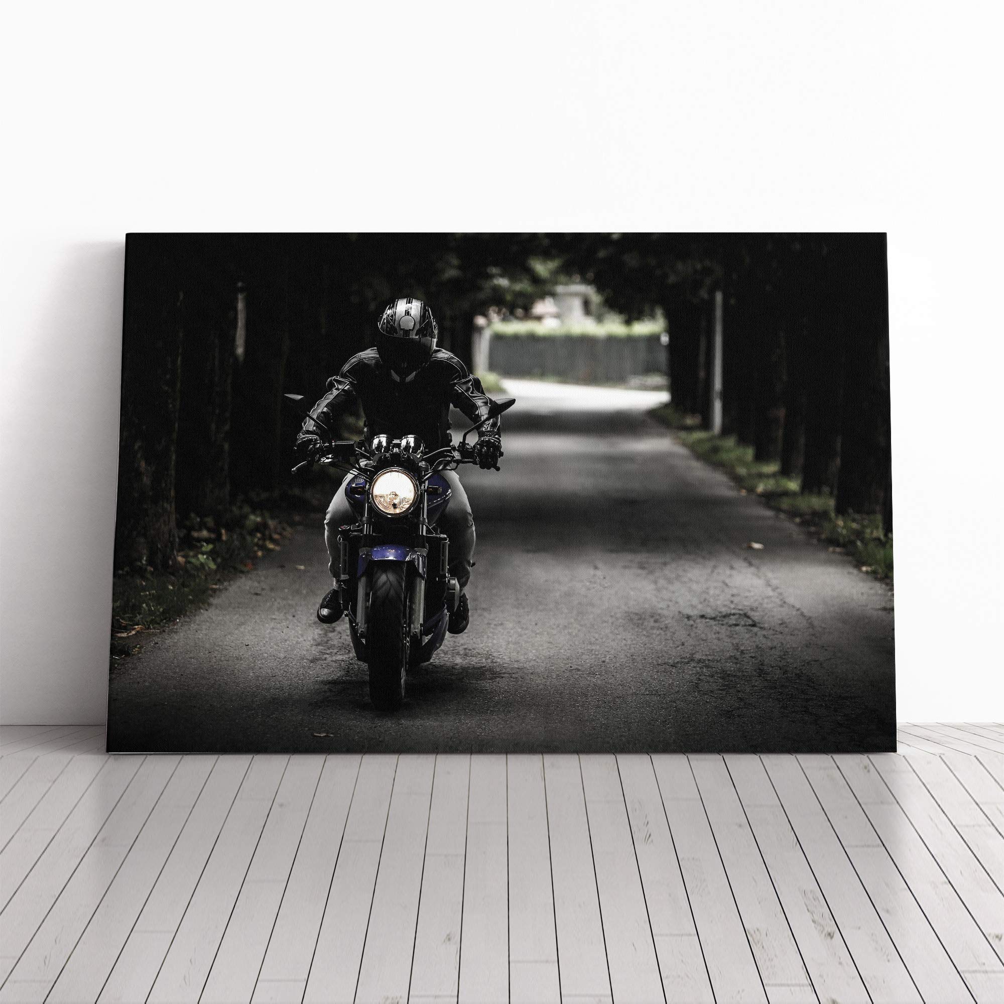 Motorcycle Motorbike (3) Canvas Print | Gallery Wrapped 30mm Frame Wall Art | 24x16 inches | Ready to Hang | Modern Vehicles Picture | Living Room Bedroom Lounge Office