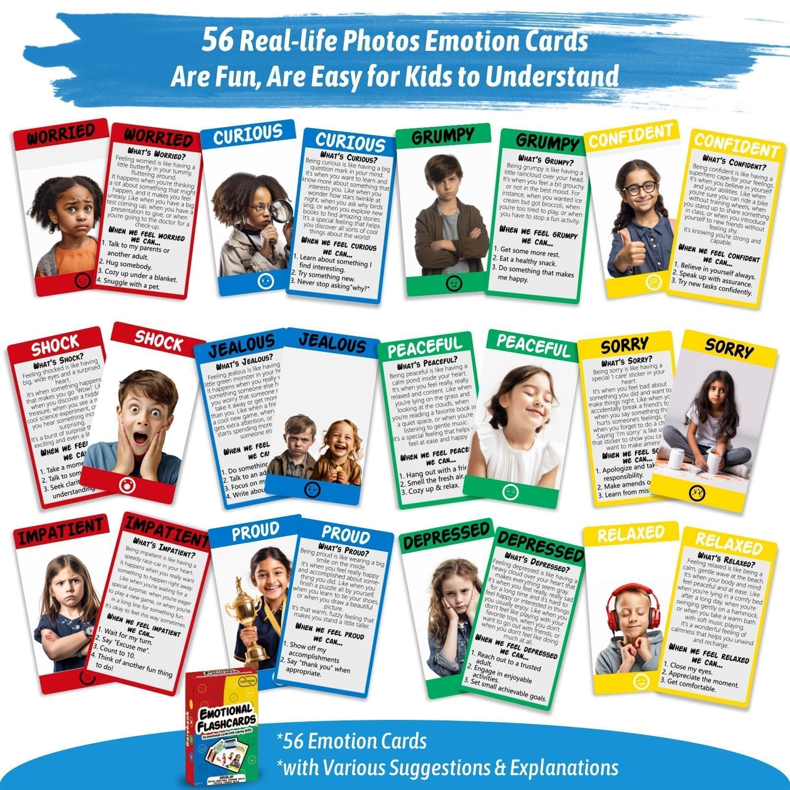 Mua Garybank Emotion Cards - 56 Social Emotions Flashcards Game for ...