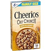 Cheerios Oat Crunch Oats 'N Honey Cereal, Whole Grain, Family Size, 24 oz | Honey-Sweetened Multigrain Os, 31g Whole Grain per Serving, Helps Keep You Full, Great for Trail Mix