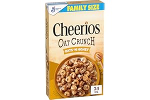 Cheerios Oat Crunch Oats 'N Honey Breakfast Cereal, Made with Whole Grain, Family Size, 24 oz