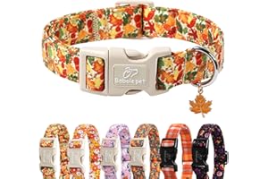Babole Pet Fall Dog Collar Cute Autumn Leaves Puppy Collar - Light Comfortable Adjustable Pet Collars for Small Medium Large Girl Boy Dogs S