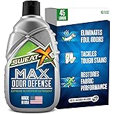 SWEAT X Max Odor Defense Laundry Detergent Liquid - Natural Washing Detergent for Activewear & Gym Clothes - Laundry Detergent for Sensitive Skin - Concentrated Detergent, 45 Loads (1 Bottle)