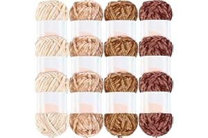 Xinnun 12 Skeins 1116 Yards Chenille Yarn 6mm Soft Thick Plush Yarn Fluffy Velvet Yarn for Crocheting Knitting DIY Craft Making Blankets, Clothes, 3.5 Oz/Skein(Retro Color)