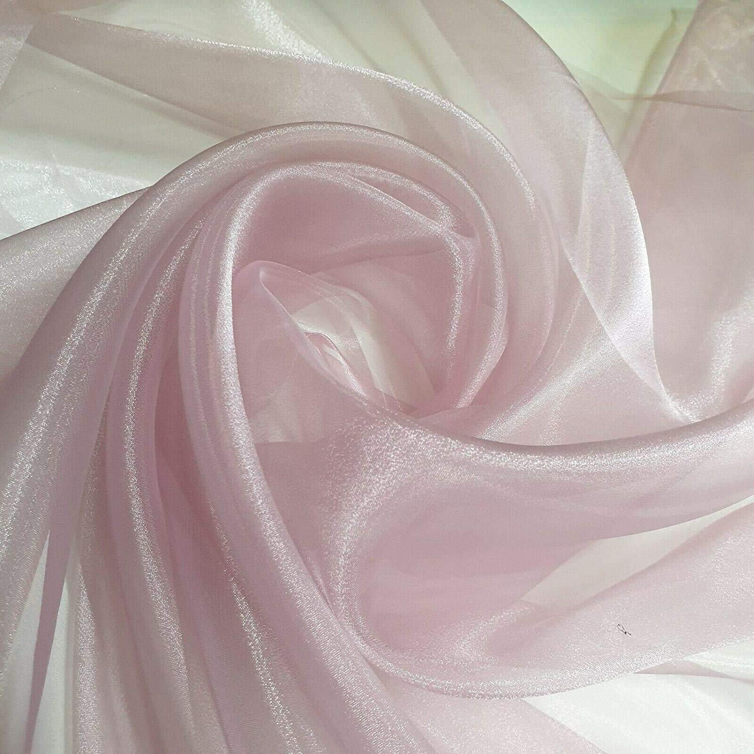 Sheer Organza Fabric Voile Drape Curtain, Wedding Fabric 150cm Organdie by Meter (25+ Colours) (Dusty Pink, 5 Meter) — image 1