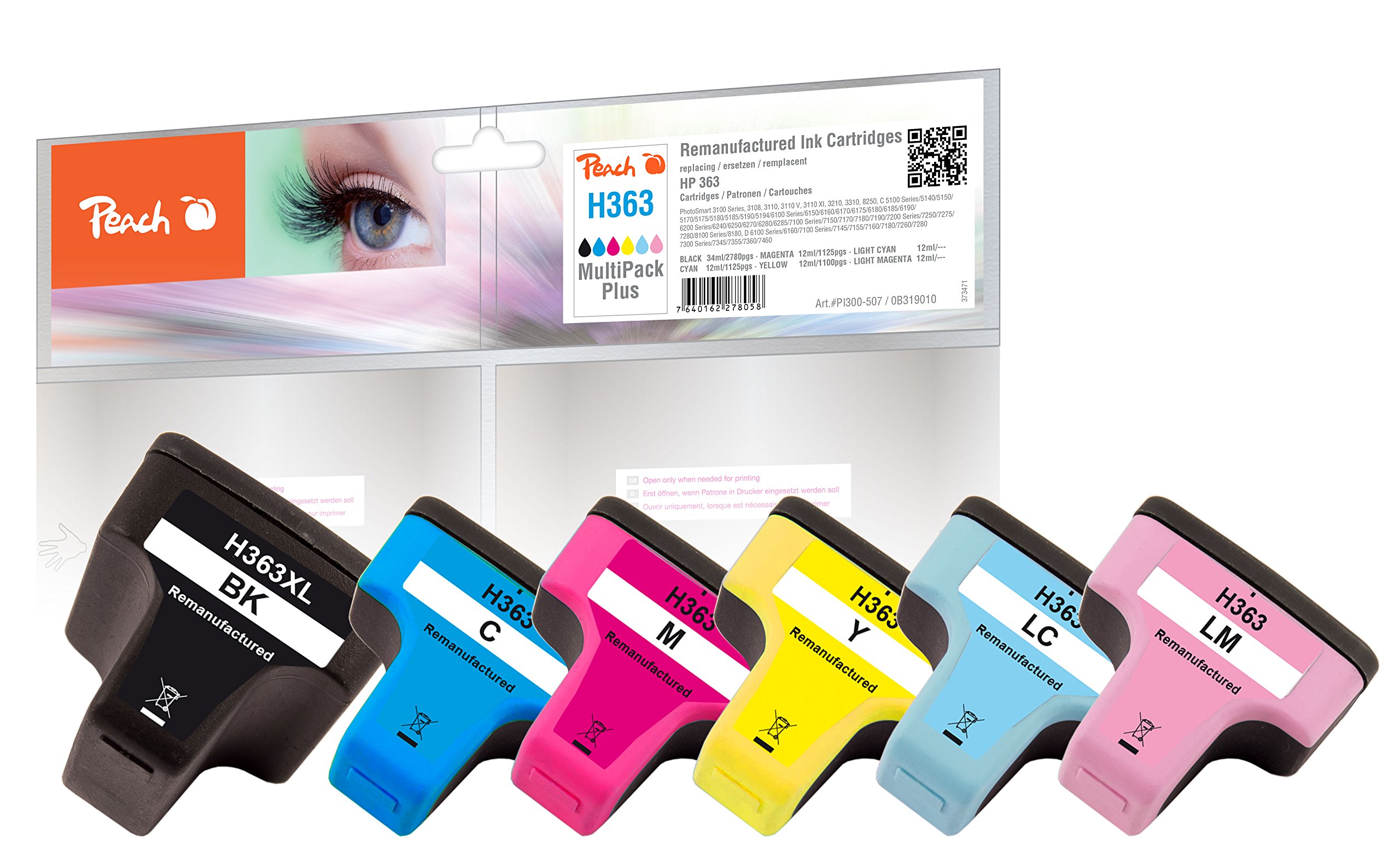 Peach Economy pack ink cartridges compatible with HP No. 363