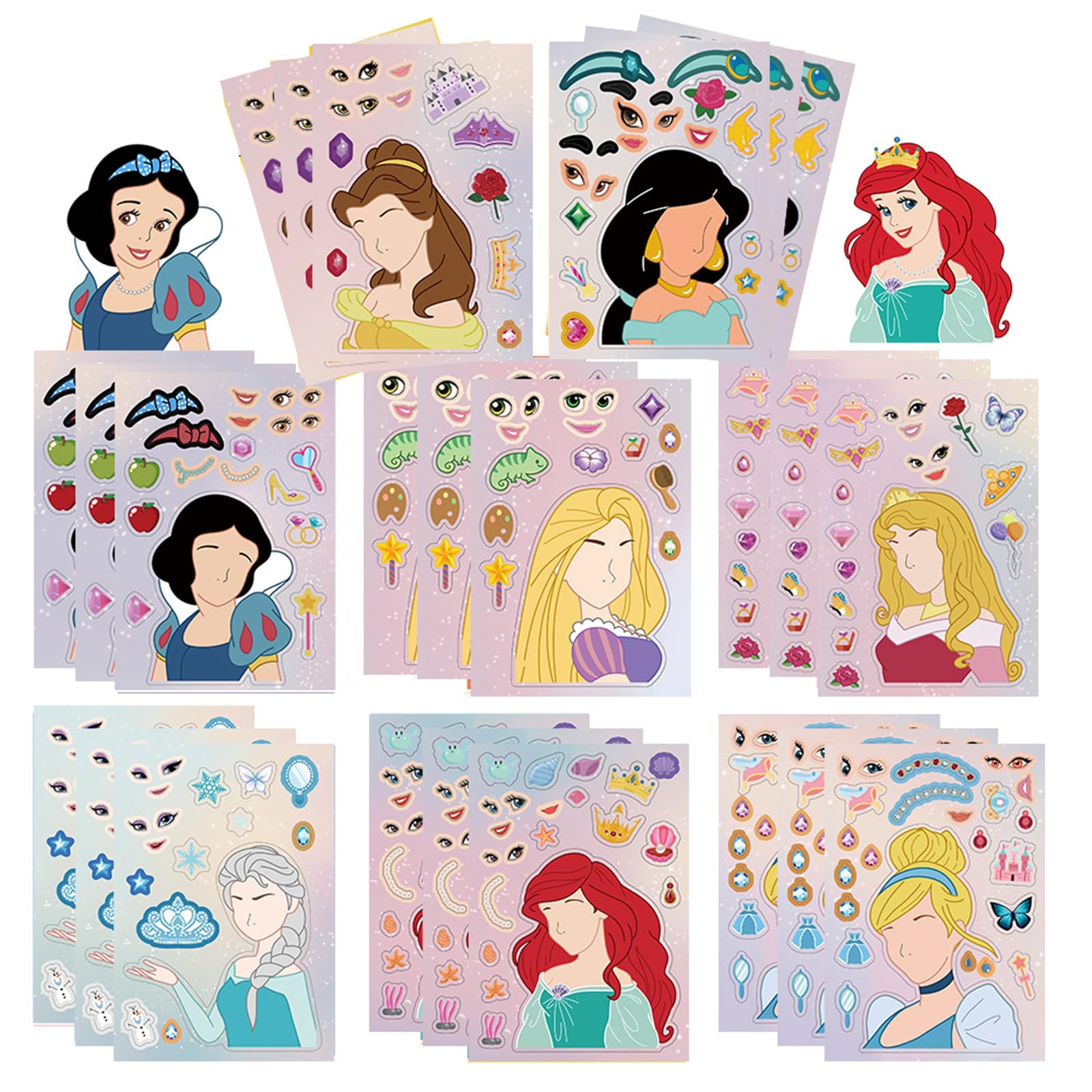 Photo 1 of Make a Face Stickers 24PCS Make Your Own Princess Sticker for Kids Toddlers DIY Sticker Princess Themed Stickers for Kids Party Favors Awards Asverbet DIY Arts and Crafts
