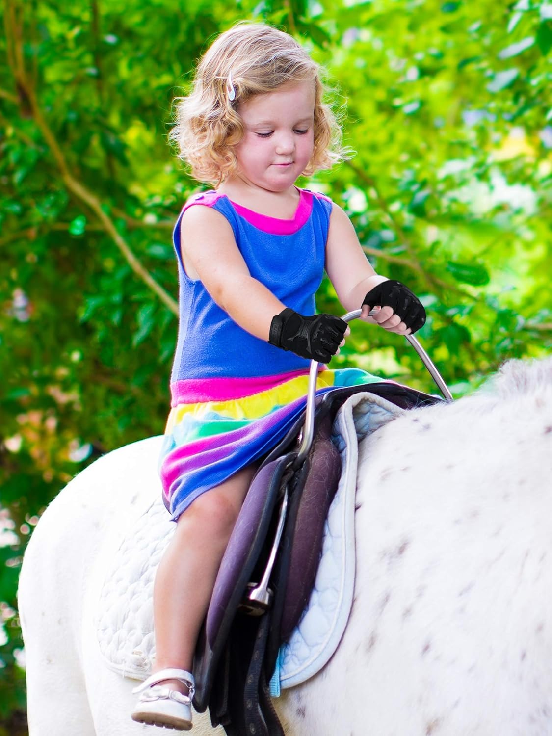 4 Pairs Kids Cycling Gloves Half Finger Bike Gloves Non-Slip Mitten Sport Gloves for Boys and Girls: Clothing