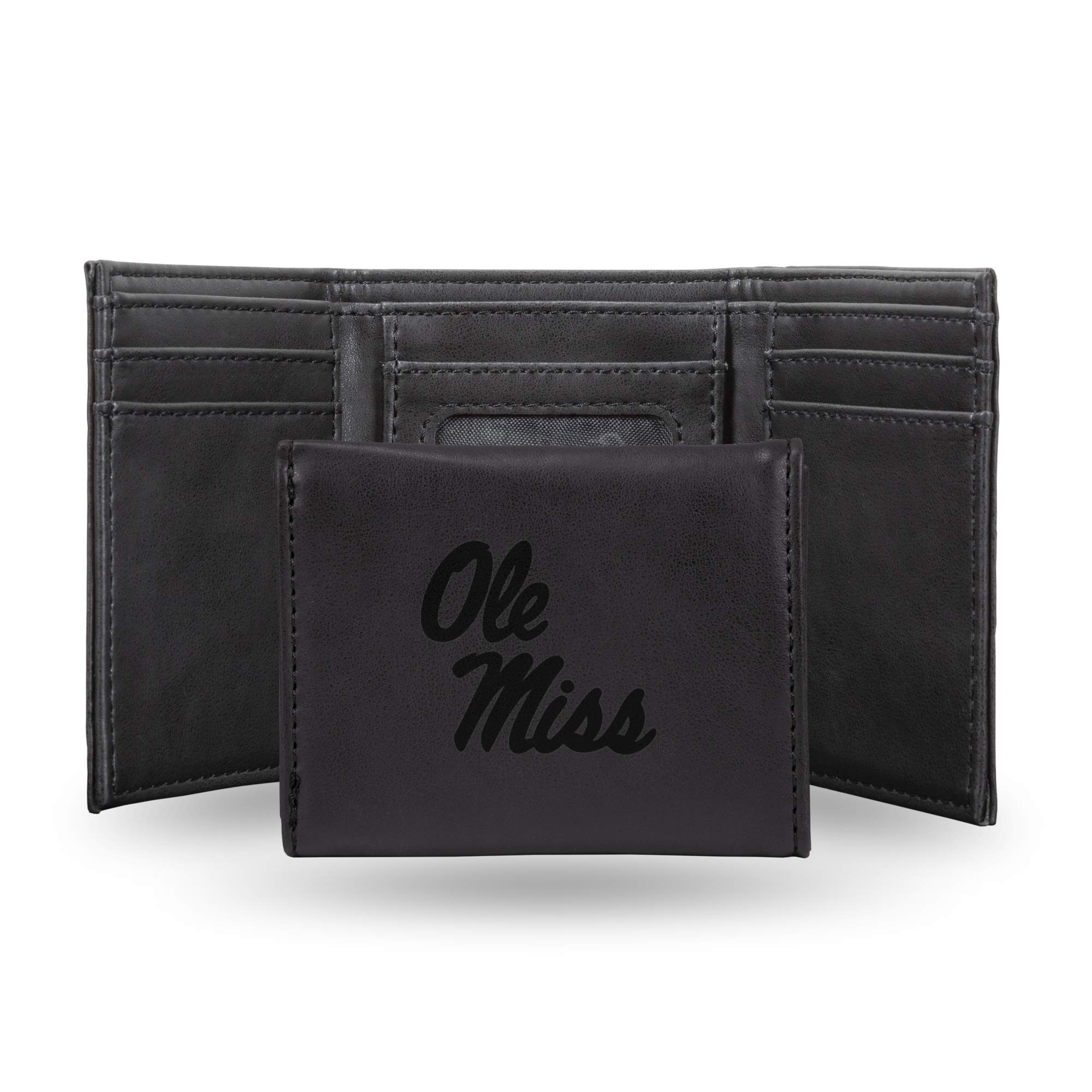 Rico Industries Laser Engraved Trifold Wallet, Mississippi Ole Miss Rebels, Black, 3.25 x 4-