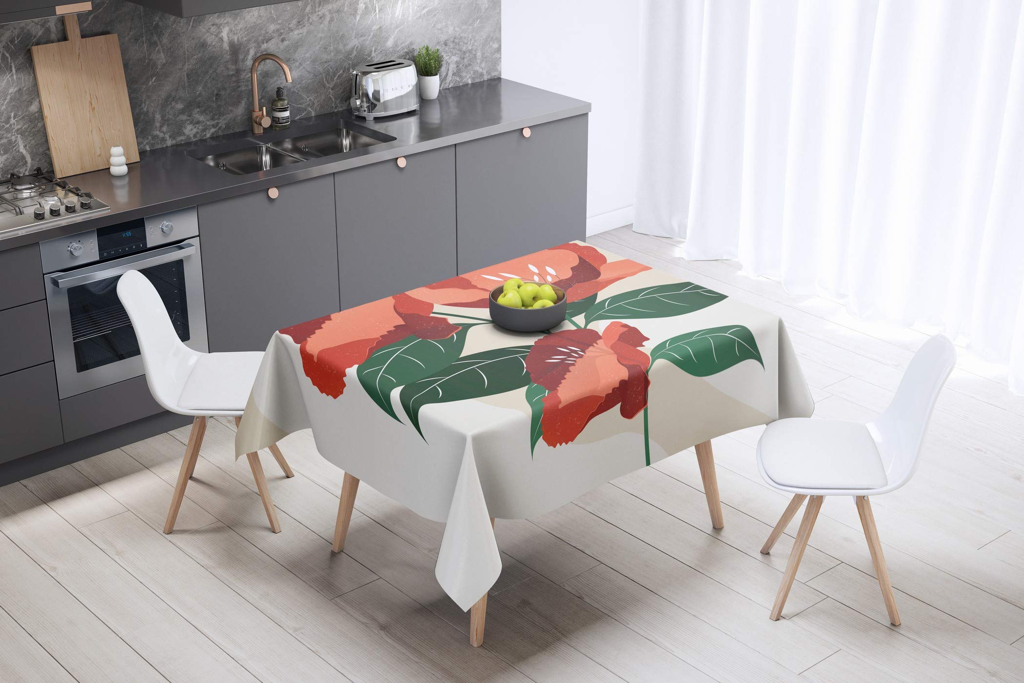 Bonamaison Kitchen Decoration, Tablecloth, 140cm x 140cm - Designed and Manufactured in Turkey