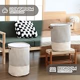 Sea Team Gray Stripe Pattern Laundry Hamper Canvas with PU Handles 17.7 x 13.8 view 6