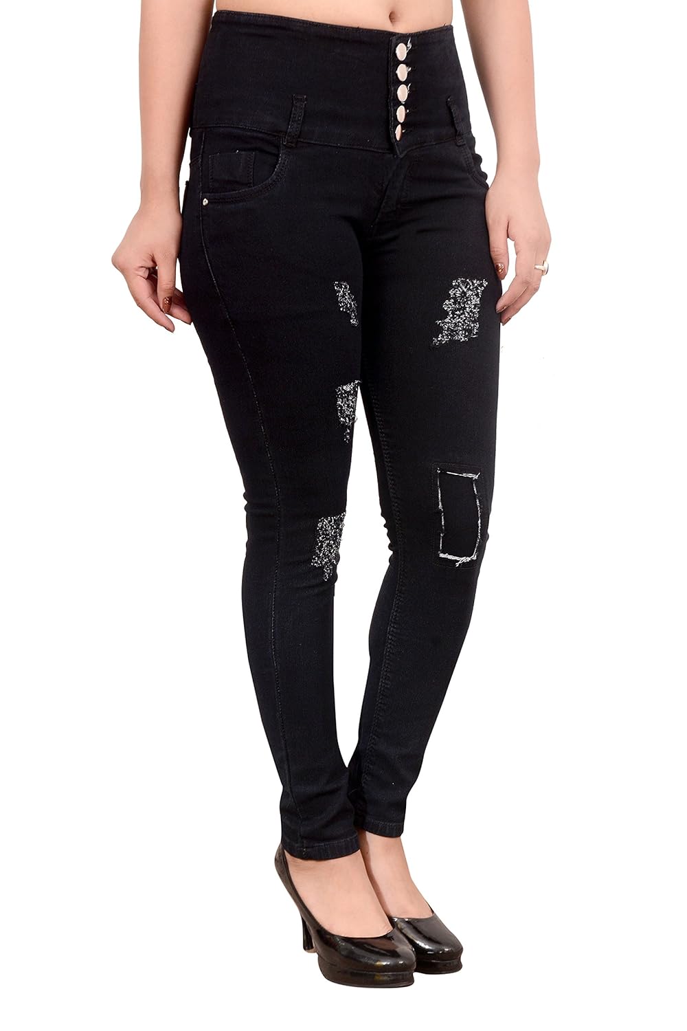 blinkin highwaist streetlook distress jeans for women (stretchable denim fabric )