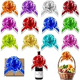 NEBURORA 12 Pcs 6 Inch Large Pull Bows for Gift Wrapping Colorful Waterproof Laser Ribbon Bows for Gifts Party Wedding Flowers Valentine's Day Christmas Decoration Reusable