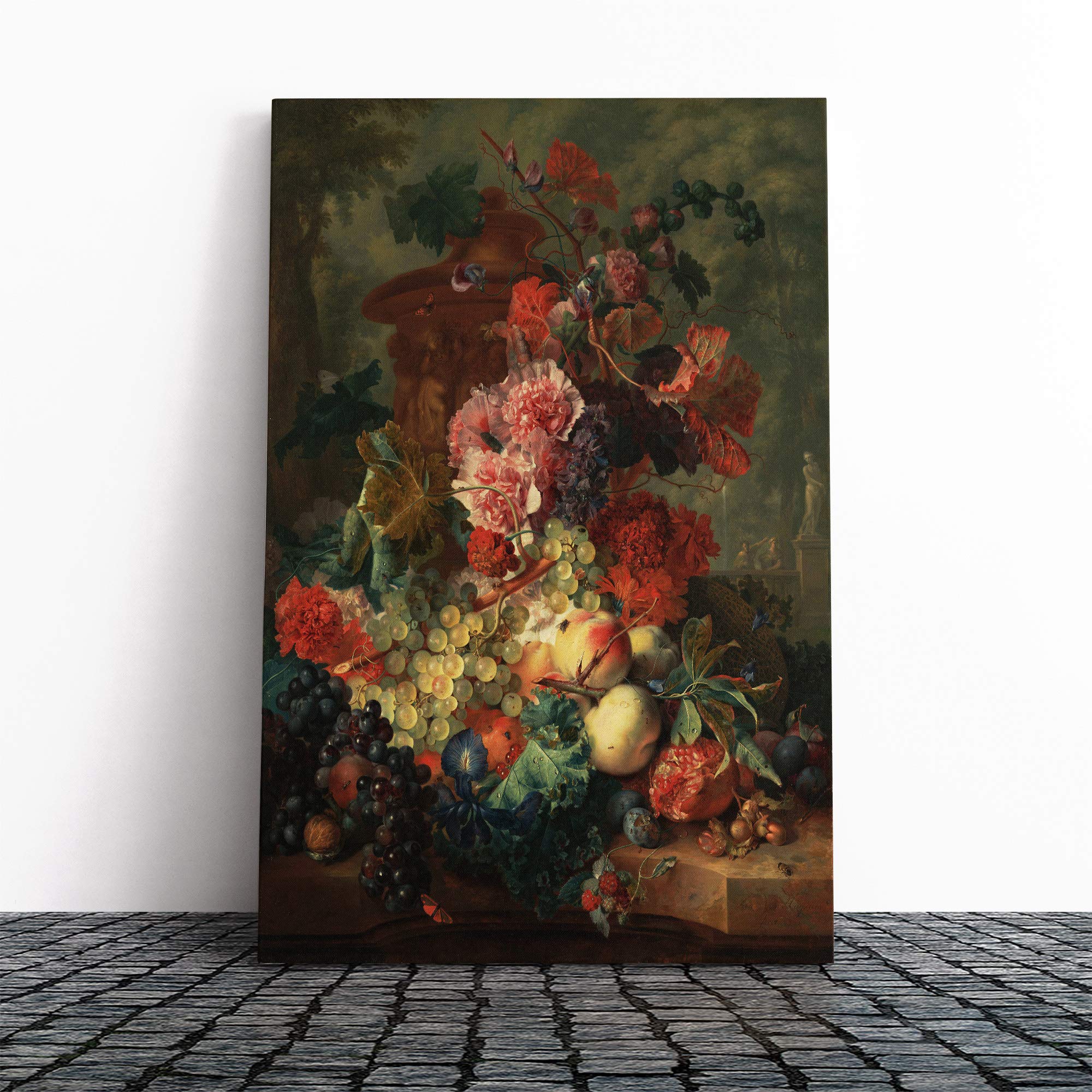 Jan Van Huysum Fruit Piece Canvas Print | Gallery Wrapped 30mm Frame Wall Art | 20x14 inches | Ready to Hang | Modern Still Life Picture | Living Room Bedroom Lounge Office