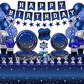 221 Pack Space Galaxy Party Supplies Ramadan Decoration Starry Night Tableware Set Space Birthday Banner Star Garlands Outer Tablecloth Galaxy Planet Themed Birthday Party Decorations Serves 20