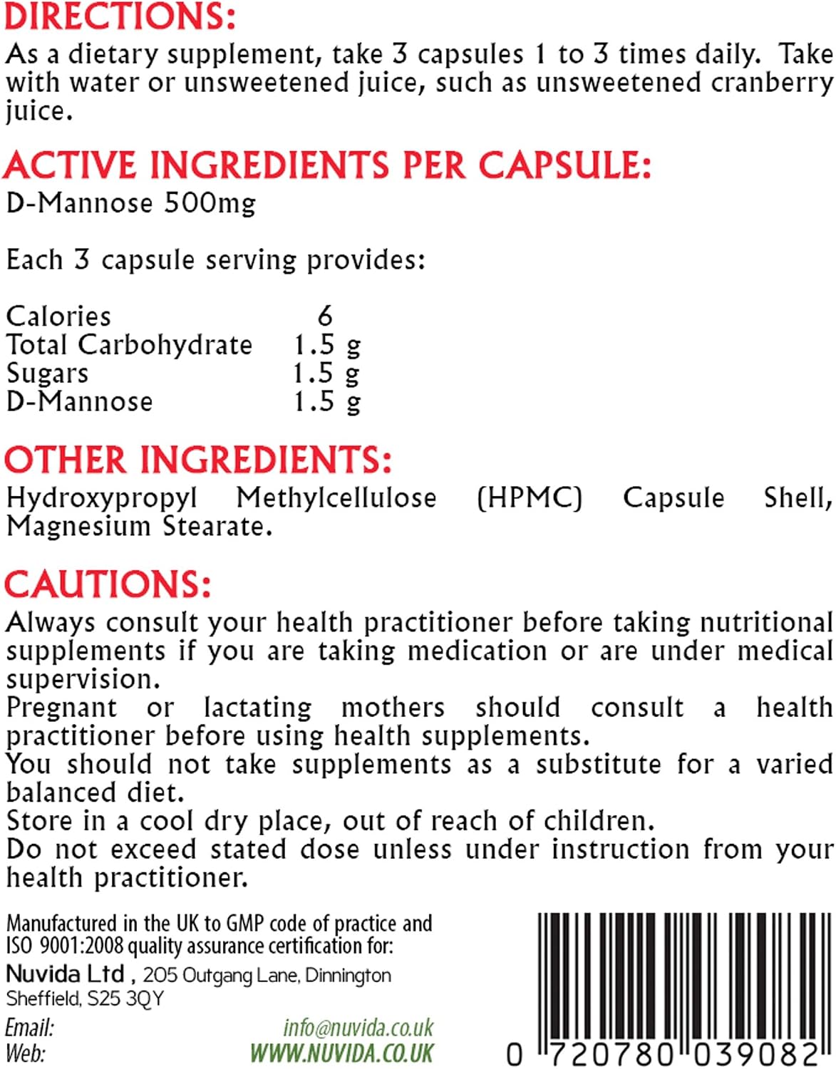 D-Mannose 500mg Capsules 90 D Mannose Capsules Pure Form for Enhanced Absorption Vegan and Vegetarian Friendly - Image 3