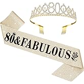 WILLBOND 80th Birthday Decoration for Women Gold Tiara and Sash Glitter Kit Sincere 80th Birthday Gifts for Women Party Supplies and Favors