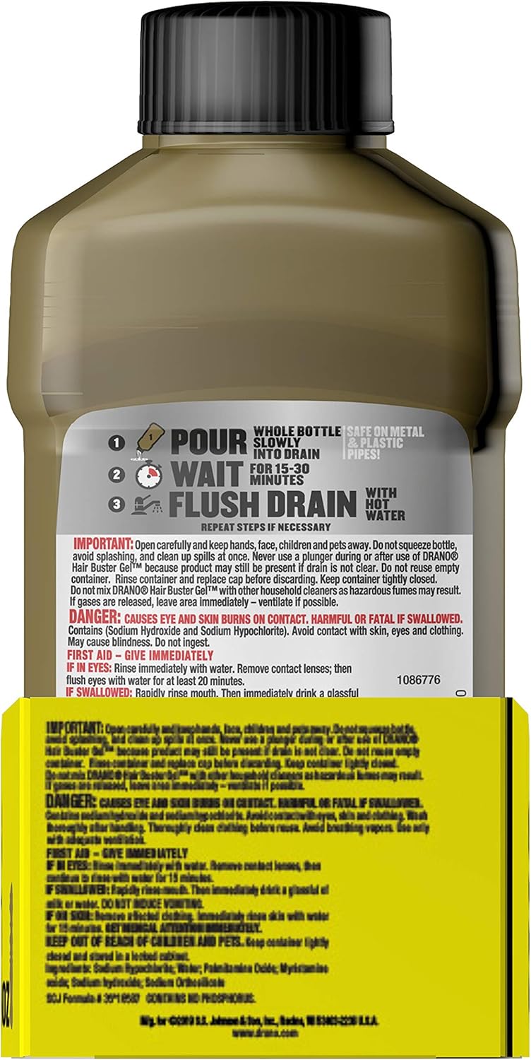 Drano Hair Buster Gel, Commercial Line, 16 fl oz (2 Pack) (314752): Health & Personal Care